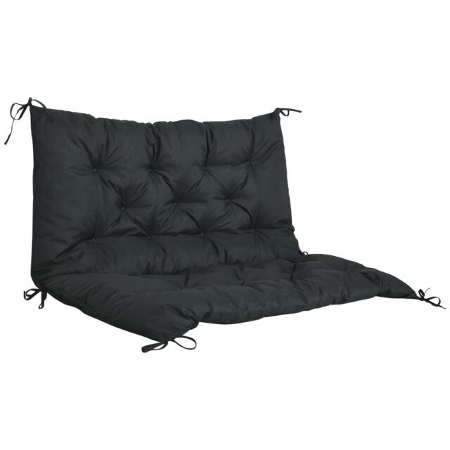 Outsunny 2 Seater Garden Bench Cushion Outdoor Seat Pad with Ties Black Black 1