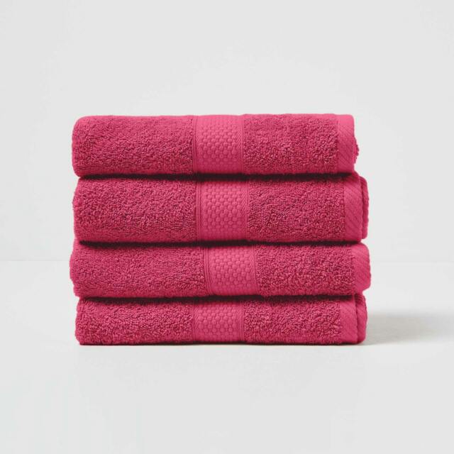 Homescapes Turkish Cotton Hand Towel Set of 4 - Raspberry Pink Hand towel 4