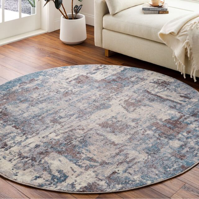 LIVABLISS Ankara-Abstract Modern Marble Round Rug Ø200 cm Blue Beige