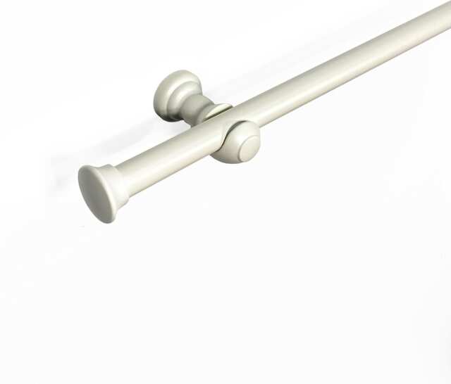 Lister Cartwright 28 mm Eyelet Wooden Curtain Pole Set Fixed Length (Linen White Traditional Stopper, 400 cm)