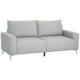 HOMCOM Modern 3 Seater Sofa with Spring Cushion, 193cm Fabric Sofa Couch with Back Pillows, Upholstered Corduroy Settee for Living Room, Bedroom, Home Office, Light Grey