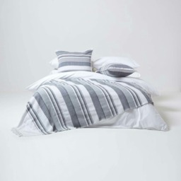 Homescapes Cotton Morocco Striped Monochrome Throw - 150 x 200 cm