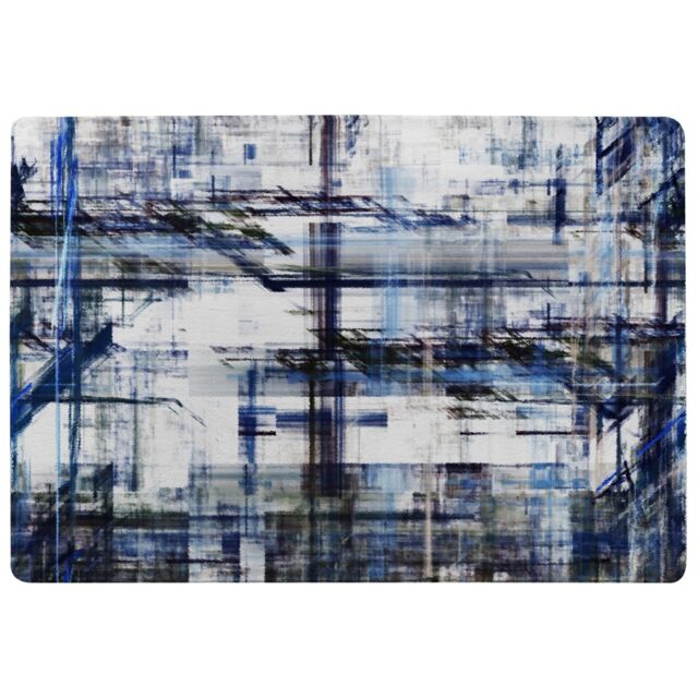 Blue Grunge Pattern Rug Multi