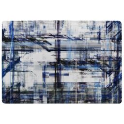 Blue Grunge Pattern Rug Multi