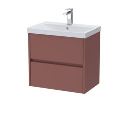 Balterley Chartley Contemporary Wall Hung 2 Drawer Vanity Basin Unit, Thin-Edge Basin, 600mm, Smoked Red