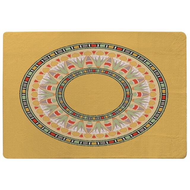 Orange Circle Ornament Round Frame Rug Multi