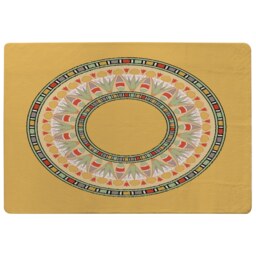 Orange Circle Ornament Round Frame Rug Multi