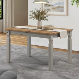Mercers Furniture Corona Grey Wax Small Extending Dining Table Solid Wood Pine Wooden Kitchen with Mexican Styling