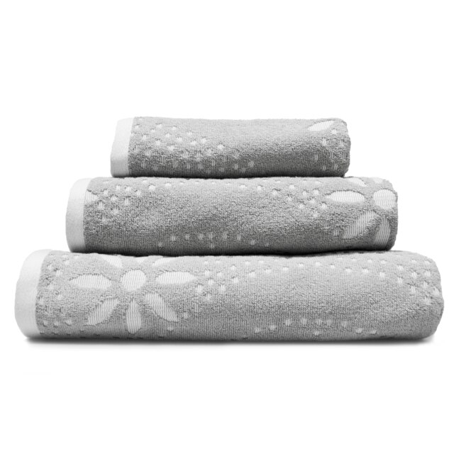 Luxury Marrakesh Floral Geo Patterned Towels - 100% Cotton Grey Dove Grey Bath towel
