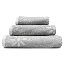 Luxury Marrakesh Floral Geo Patterned Towels - 100% Cotton Grey Dove Grey Bath towel