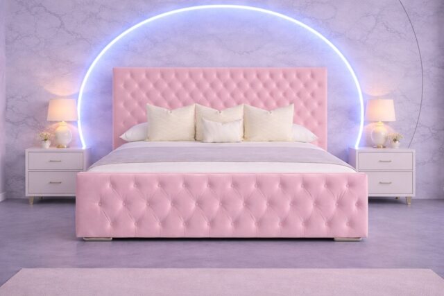 The Luxury Duke 4FT6 Double Bed Frame in Pink Plush