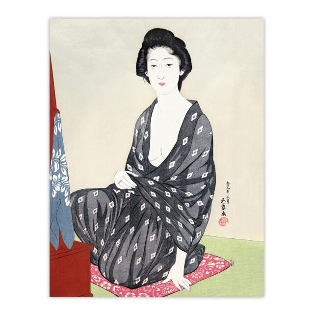 "Woman In Summer Clothing Vintage Japan Wall Art Print Hashiguchi 18x24"""