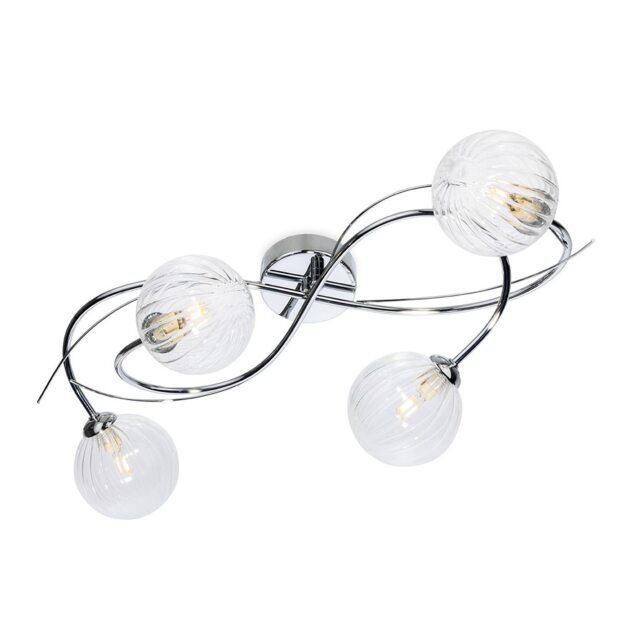 Elba 4 Light Flush Ceiling Fitting Chrome with Clear Decorative Glass 4xG9