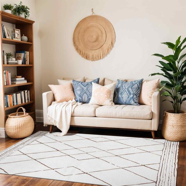 LIVABLISS Freud-Modern High Pile Rug 200 x 275 cm Ivory Brown