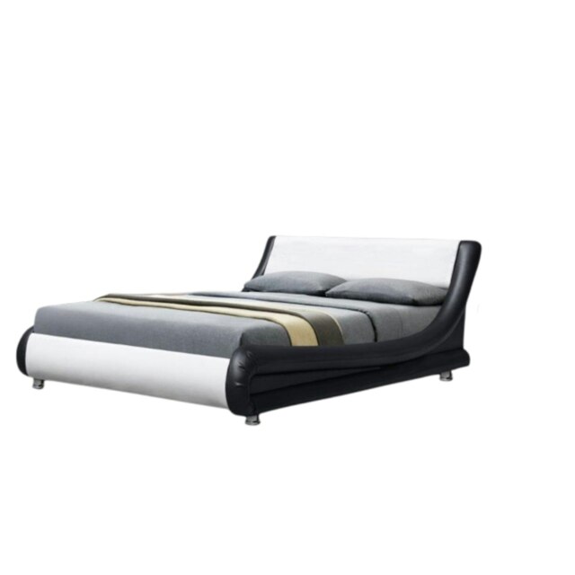 5ft Kingsize Italian Designer Faux Leather Bed Frame In Black and White