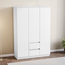 Vida Designs Glinton 3 Door 2 Drawer Wardrobe With Clothes Rail, White