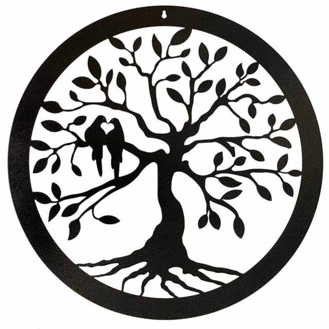 Tree of Life Wall Art - Small - Steel - W29.5 x H29.5 cm - Bare Metal/Ready to Rust Black
