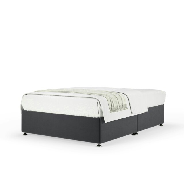 Neptune Spring Graphite Plush Velvet Divan Set Super King