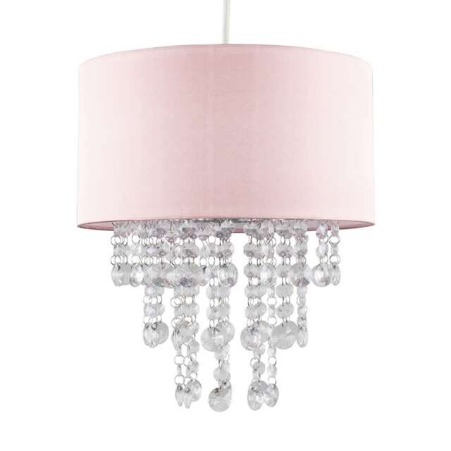 ValueLights Jesmond Pink Ceiling Pendant Droplets Shade & Bulb Pink
