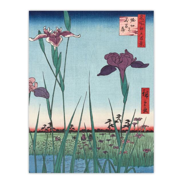"Horikiri Iris Garden 1857 Japan Wall Art Print Utagawa Hiroshige 24x32"""