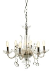 Orsina Murano 6 Bulb Clear Crystal Chandelier