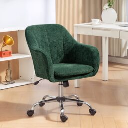 HOMCOM Modern Snow Flannel Office Desk Chair for Bedroom, Living Room