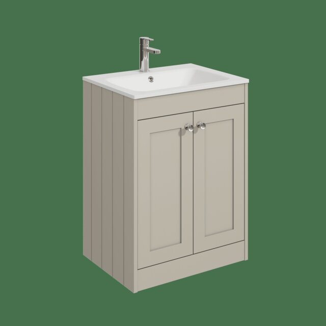 Balterley Floor Standing 2 Door Unit with Stone Basin 1 Tap Hole - Set A Grey 800 x 600 x 453mm