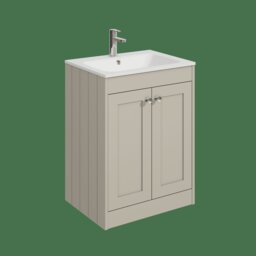 Balterley Floor Standing 2 Door Unit with Stone Basin 1 Tap Hole - Set A Grey 800 x 600 x 453mm