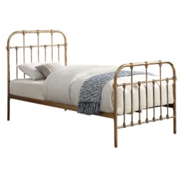 Camden Victorian Hospital Style Distressed Antique Brass Effect Metal Bed Frame Bronze Antique Brass Single