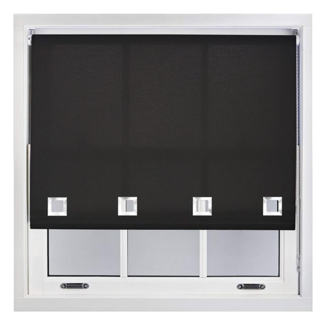 FURNISHED Daylight Roller Blinds with Large Eyelets Cut to Size Sheer Fabric Black Black (W) 60cm x (L) 210cm