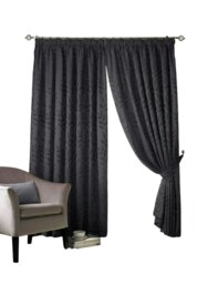 Tivoli Fully Lined Pencil Pleat Curtains - Charcoal - 168x183cm Grey