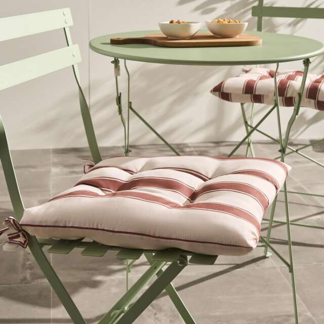 OHS 2 x Stripe Garden Chair Cushions Outdoor Seat Pads Multi Chocolate/Cream