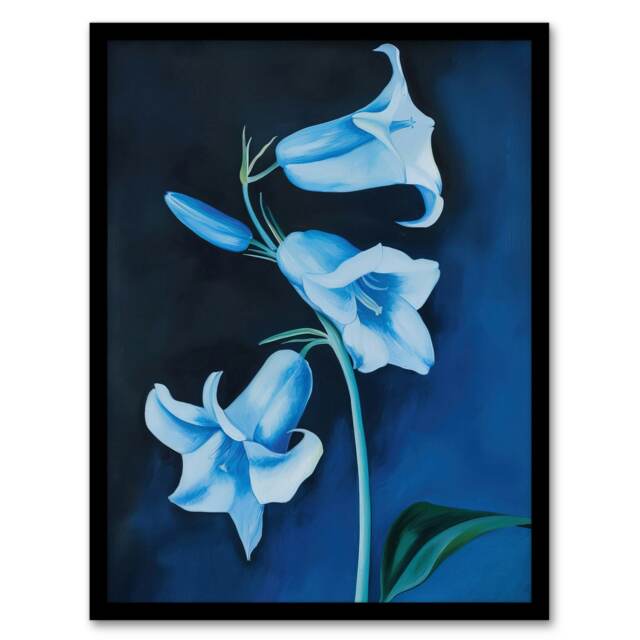 Bluebell Flowers Wildflower Floral Living Room Black Framed Wall Art Print A4