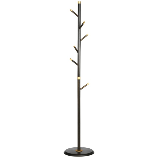 HOMCOM Coat Rack, Freestanding Coat Stand with 6 Hooks and Bamboo Frame for Entryway, Hallway, Bedroom, Living Room, Walnut