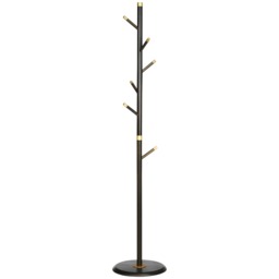 HOMCOM Coat Rack, Freestanding Coat Stand with 6 Hooks and Bamboo Frame for Entryway, Hallway, Bedroom, Living Room, Walnut