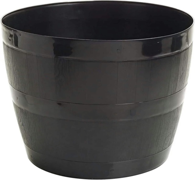 Straame Black Barrel Plant Pot, 45x33x34cm – Indoor/Outdoor Multi-Purpose Planter Black