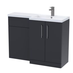 Balterley Right-Hand Bathroom Vanity and WC Unit Combination with Basin, with Handles Grey Satin Soft Black