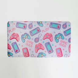 OHS Kids Gaming Print Super Soft Washable Anti-Slip Indoor Bedroom Floor Mat Rug, 65x120cm - Lilac