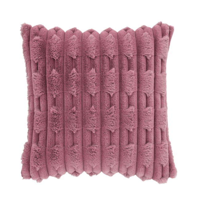 Bianca So Soft Carved Faux Fur Cushion Pink 50x50cm