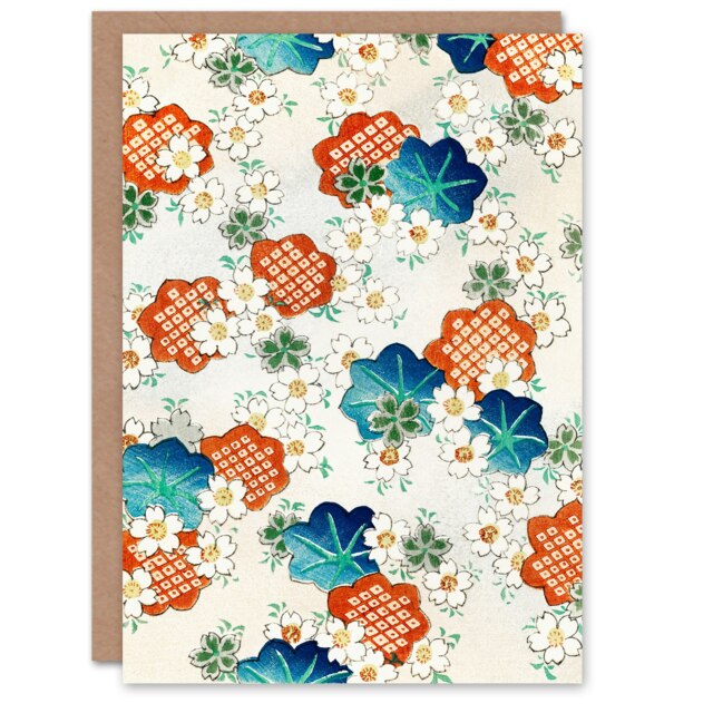 Shin Bijutsukai Japanese Art Card Vintage Floral Flower Pattern