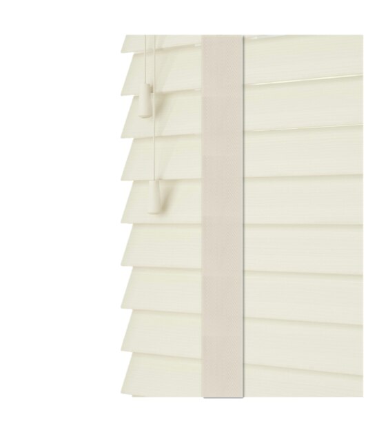 100cm Misty White Faux Wood Venetian Blinds with Tapes (120cm Drop) White White