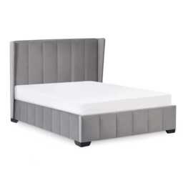 Mountain Grey Velvet Upholstered Bed - Double (135cm)