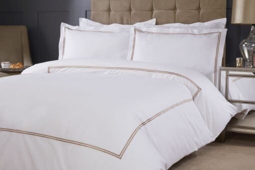 Carlton Embroidered Duvet Set Double Bed Taupe