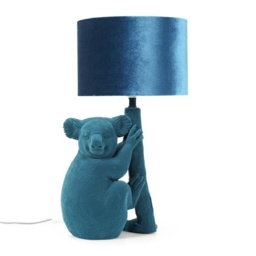 Valuelights Kevin Koala Velvet Teal Blue Table Lamp With Velvet Drum Shade