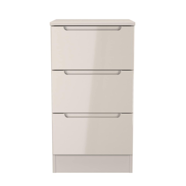 Lucca 3 Drawer Bedside Cabinet in Kashmir Gloss & Kashmir (Ready Assembled) Cream Kashmir Gloss & Kashmir