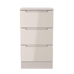 Lucca 3 Drawer Bedside Cabinet in Kashmir Gloss & Kashmir (Ready Assembled) Cream Kashmir Gloss & Kashmir