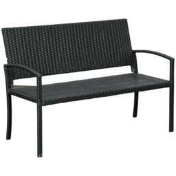 Outsunny Patio Rattan 2 Seater Garden Bench Love Seater Armchair Black