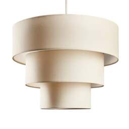 ValueLights Vermont 3 Tier Cream Faux Silk Ceiling Pendant Shade Cream