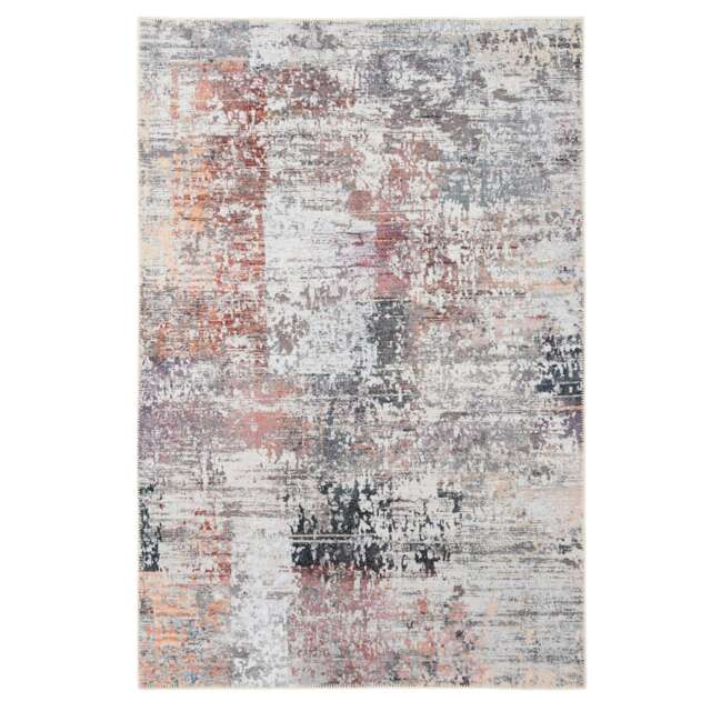 KUKOON Neutral Multicolour Distressed Abstract Non Slip Washable Low Pile Rug 120cm x 170cm Multi