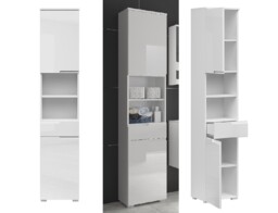 Tall Bathroom Cabinet Freestanding Storage Drawer Unit Floor Standing Tallboy White Gloss Spice